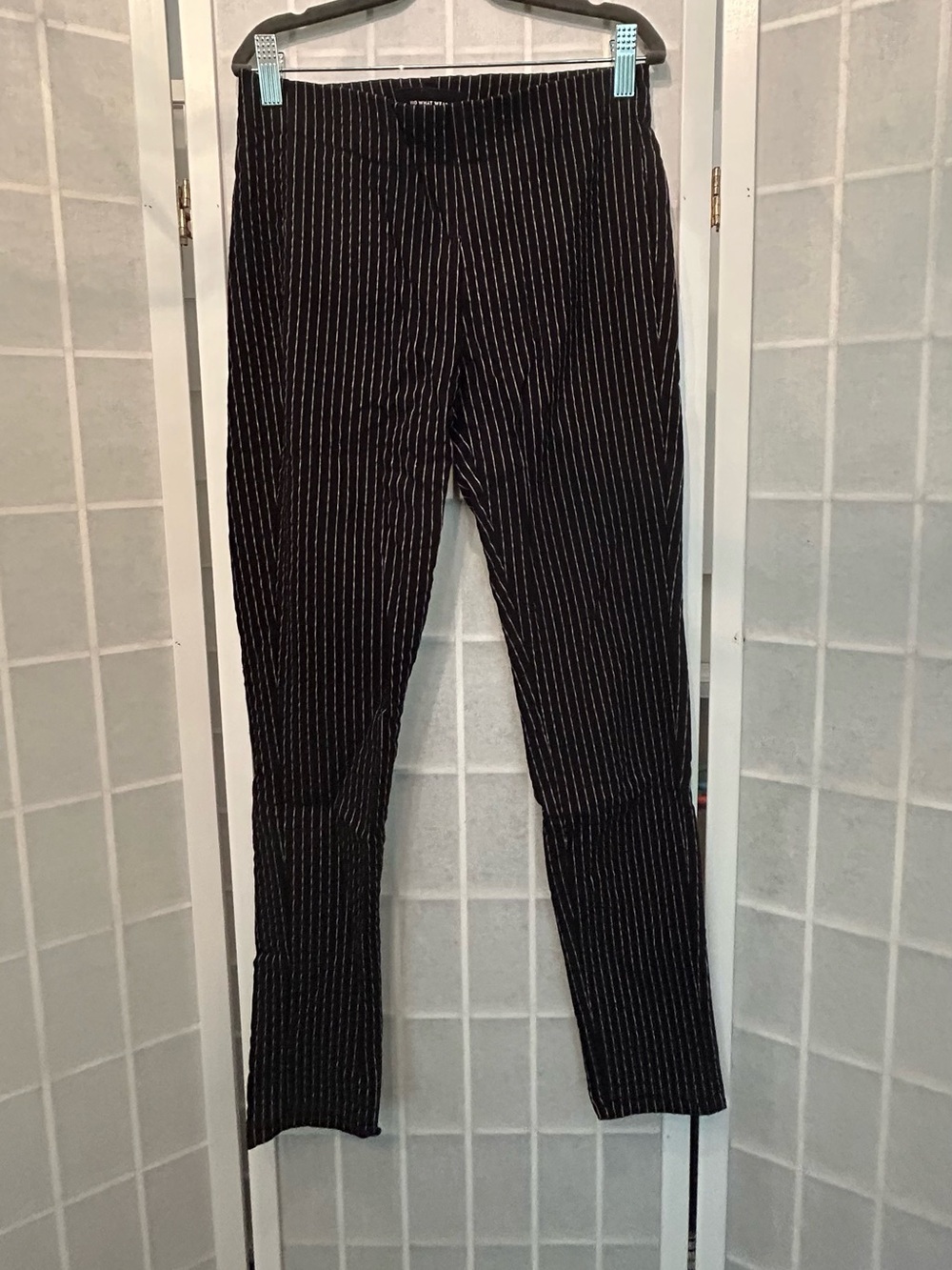 Who What Wear Black Pinstripe Slim Dress Pants